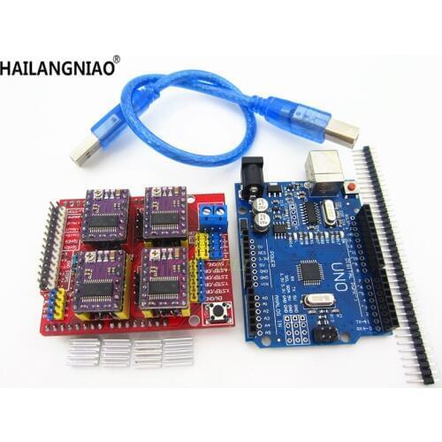 New! cnc shield v3 engraving machine 3D Printer+ 4pcs DRV8825 driver expansion board + UNO R3 with USB cable