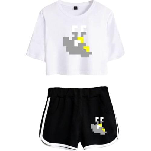 2021 Summer New Slogoman Merch Tops Two Piece Set Shorts+Lovely T-Shirt Harajuku Streetwear Womens +Girl Casual Sets