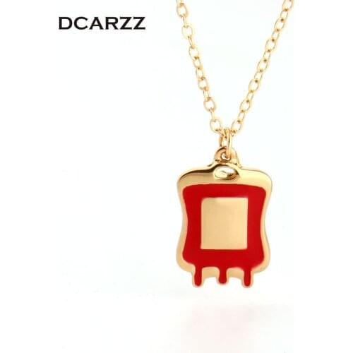 Blood Bag Necklace Pendant for Women Nurse Gift Medical Jewelry Wholesale