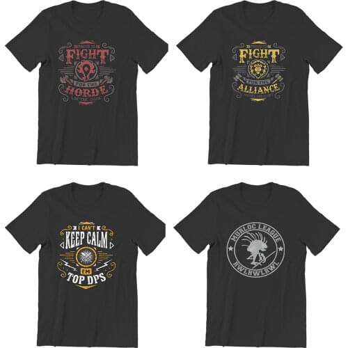 World of Warcraft Role-playing Game Individuality T-Shirt Fight For The Horde Crewneck Cotton for Men