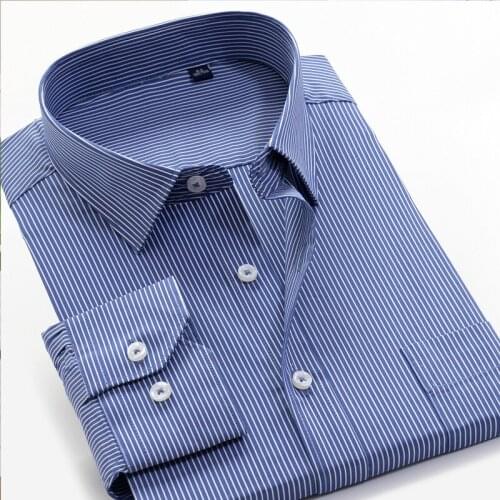 Big Size 10XL 9XL 8XL 7XL 6XL Mens Business Striped Shirt Classic Style Fashion Casual Loose Long Sleeve Shirts Brand Clothes