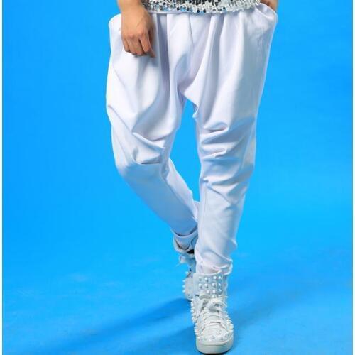 White 1 fashion Harem pants mens clothing trousers personalized pants costumes singers Original design Customizable 2XL