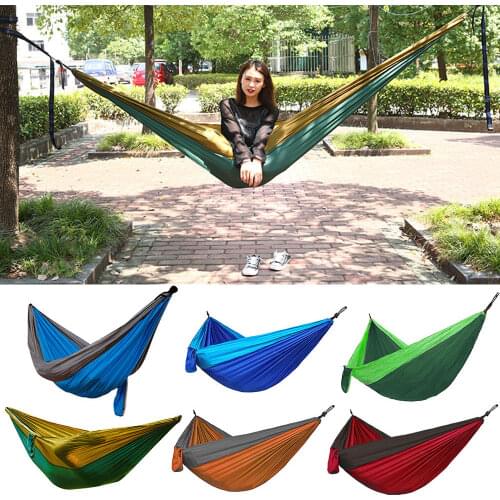 Upgrade Portable Camping Hammock Swing Outdoor Tourist Hanging Hammocks Parachute Nylon Hiking Hammock For Backpacking Travel