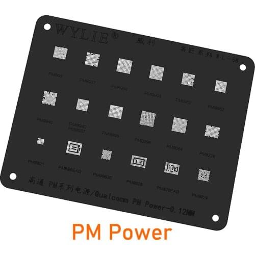 Wylie WL-58 BGA Reballing Stencil For PM660 8937 8994 8952 8940 8998 8084 8226 8821 8028 8029 PM Power Chip IC Black Steel Mesh