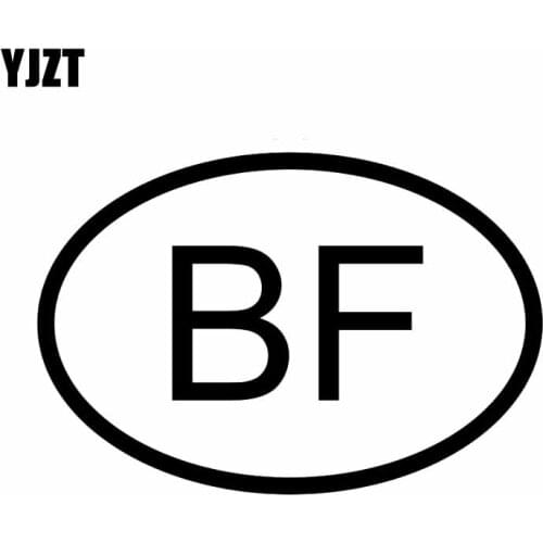 YJZT 14CM*9.4CM VINYL DECAL CAR STICKER BF BURKINA COUNTRY CODE OVAL Black Silver C10-01264