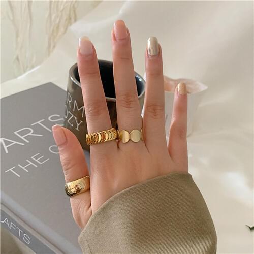 2020 New Luxury Chic Gold Wide Cuff Bague Rings for Women Girl Punk Party Open Circle Ring Accessories