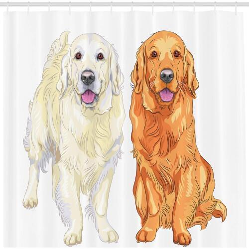 Golden Retriever Shower Curtain Smiling Pale and Red Dog Pure Breed Sitting Staying Thoroughbred Bathroom Decor