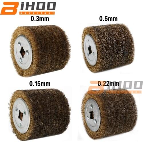 1pc Dia 120mm Stainless Steel Wire Brush Wheel Wood Open Polishing Deburring Wheel for Electric Striping Machine