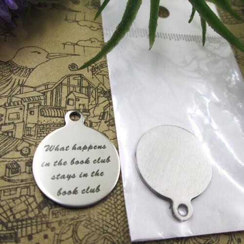 20pcs--"What Happens In The Book Club Stays In..."stainless steel charms 5 styles for choosing DIY Charms for necklace bracelets