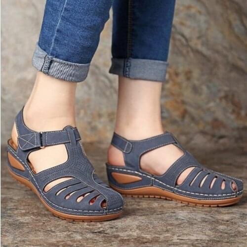 2021 Roman Shoes Women Wedge Summer Sandals Hot Popular Women Sandals Beach Shoes Hollow Out Soft Breathable Footwear Plus Size