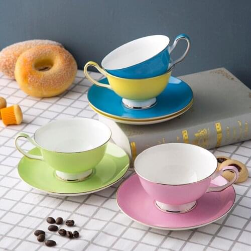 220ML, colorful bone china coffee cup and saucer set, nespresso cup set, tazas cafe termos coffee mug, Cappuccino cup set