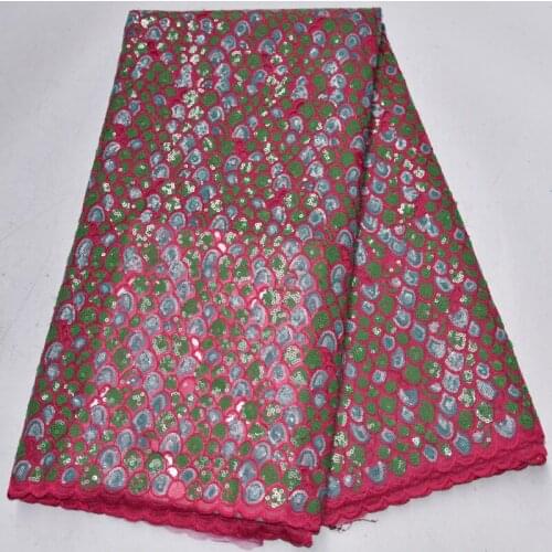 5yards/pc high quality handcut African organza lace fabric with colorful sequins embroidery royal blue for party dress OP144