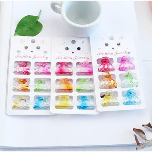 Summer New 6pcs/Card Kids Hair Claw Transparent And Shiny Girls Small Hair Clips Accessories Beautiful Hair Style Tools