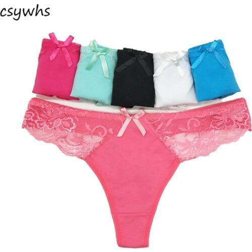 CSYWHS 6pcs Lot Sexy Seamless Women Thongs and G-strings Cotton Panty Low Rise Underwear Briefs Thongs Panties Tangas