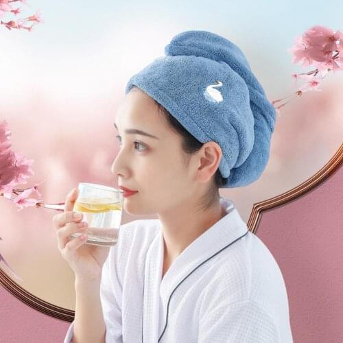 Velvet Embroidery Absorbent Water Quick-Drying Hair Drying Towel Hat Cap