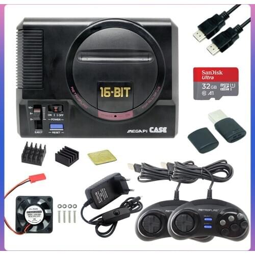 Retroflag MEGAPi CASE-M with Classic USB Controller-M +Power Adapter + 32GB SD Card for Raspberry Pi 3 Model B+ Plus RetroPie