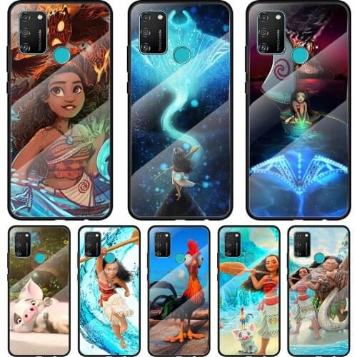Moana Art Disney Tempered Glass Cover For Honor 30 20 10 9X 8X Pro Plus Lite Silicone Phone Case Coque