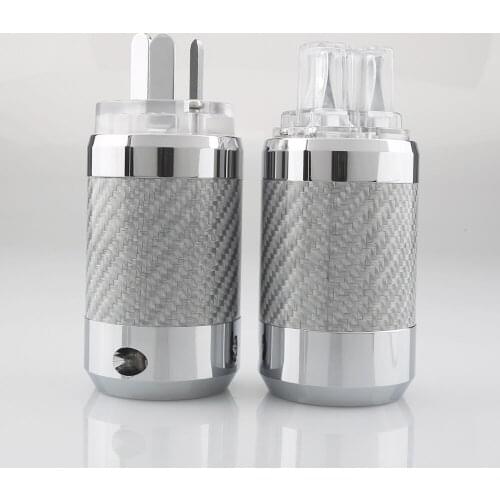 FP841 Carbon Fiber Rhodium Plated AU Australia Male Female Power Connector HIFI DIY Mains Connector