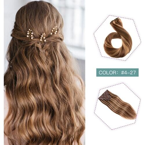Gazfairy 14'' 18'' 24'' 10pcs/set Clip In Human Hair Extensions Remy Hair Double Weft Ultra Volume Extra Thickness Full Head Set