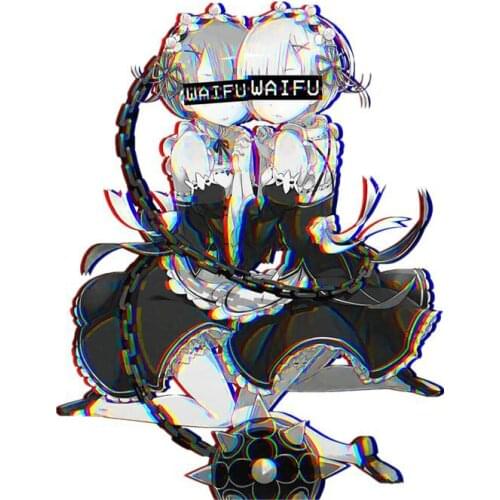 Hot Rem and Ram Waifu Anime Car Sticker Laptop Decal Windshield Bumper Motorcycle Decal Vinyl Cover Scratches Waterproof PVC