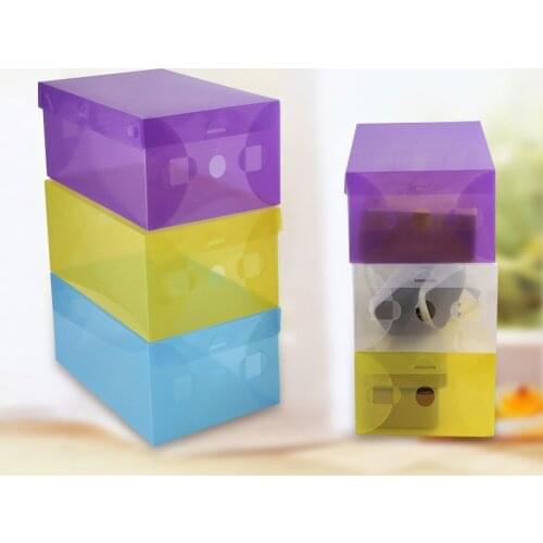 6PCS Thickened Transparent Clamshell Shoes Box Stackable Dust-proof Storage Shoes Boxes Plastic Shoe Container