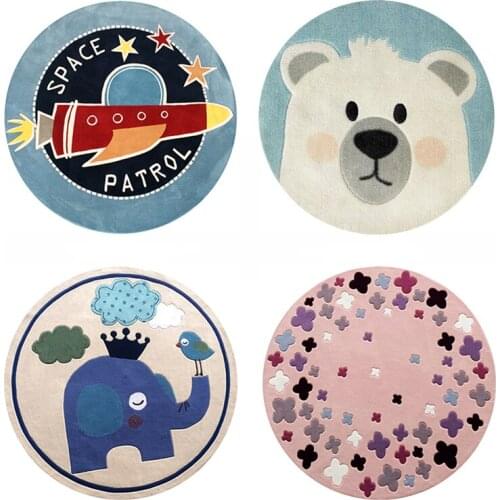 Round Carpet Children Cartoon Modern Minimalist Living Room Bedroom Blue Discharge Swivel Chair Cushion Computer Chair Cushion