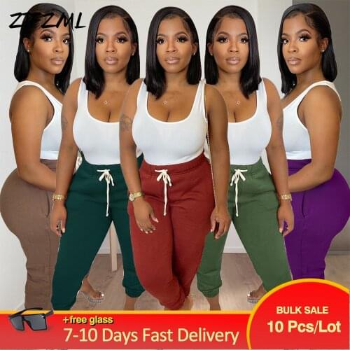 Bulk Items Wholesale Lots Womens Sweatpant Casual Simple Drawstring Elastic Waist Thicken Trouser Go Out Wear Sporty Leggings