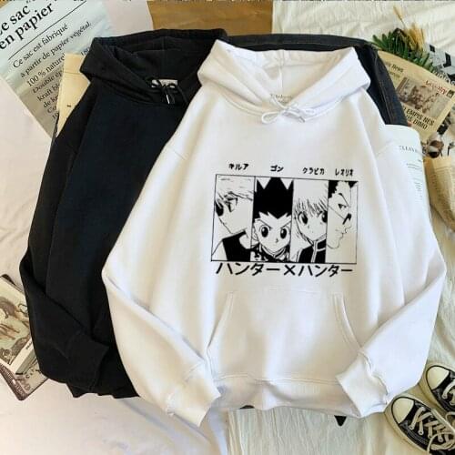 Kawaii Hunter X Hunter Hoodies Sweatshirts Killua Zoldyck Anime Manga White Hoodies Bluzy Tops Hoodies Clothes Sweatshirt Top