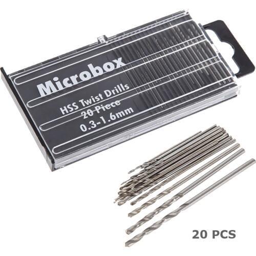 Hot Sale 20x MICROBOX Tiny Micro HSS Twist Drill Bit Set 0.3mm-1.6mm Model Craft ideal for Repair Work