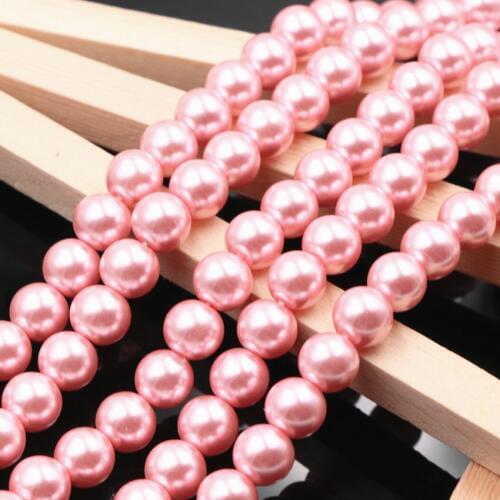 Fashionable Pink Artificial Shell Pearl Womens Jewelry DIY Handmade Necklace/Bracelet Accessories loose beads 15 inches m-01