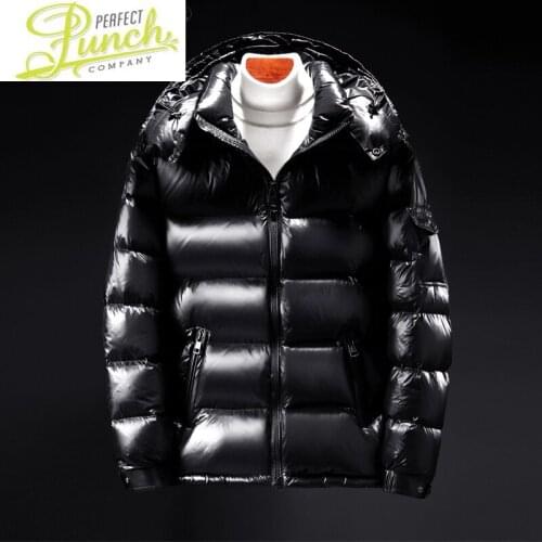 Mens Down Jacket Men Winter Coat Mens Thick Clothes Short Shiny 20% Gray Goose Down Padded Jackets Veste Homme LXR924