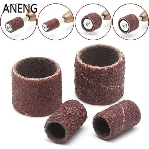 ANENG 100 Pcs 1/2" and 1/4" Sanding Band Sleeves Drum Kit Sandpaper Rubber 2 Mandrels