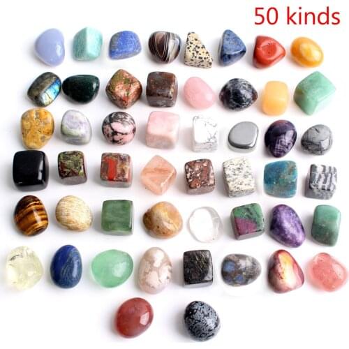 50 Kinds Natural Raw Crystal Set with Label Tumbled Gems Mini Quartz Original Stone Gravels Mineral Specimen Geology Materials