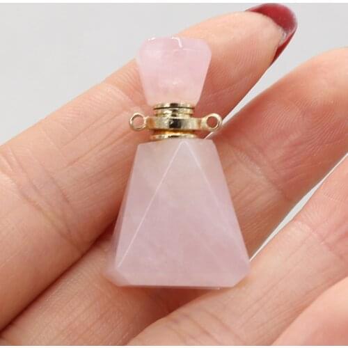 Natural Stone Perfume Bottle Pendants Fashion Pink Crystal Unisex Pendant for Jewelry Making Charms DIY Necklace Accessories