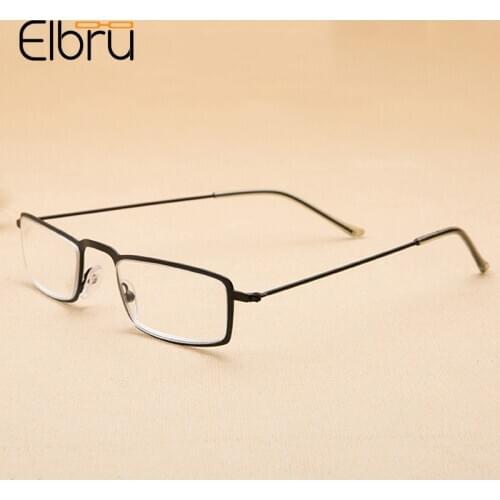 Elbru Fashion Small Metal Reading Glasses Women&Men Ultralight Anti-fatigue Resin Clear Lens Presbyopia Eyeglasses +1.0 to +4.0