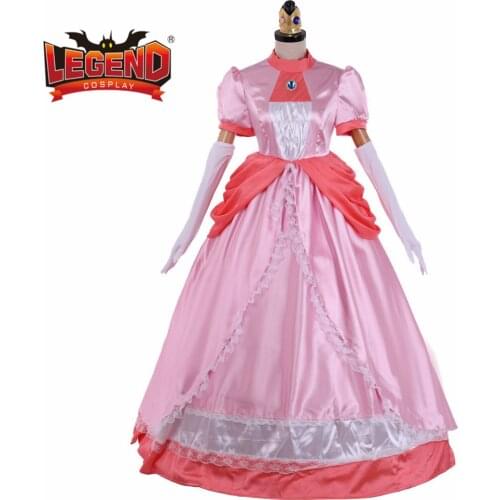 Adult Princess Peach Costume Women Cosplay Pink Dress