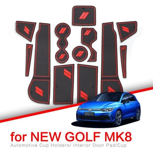 Anti-Slip Gate Slot Cup Mat for VW Golf MK8 GTI R GTE 2020 2021 Sport Style Accessories Rubber Coaster Protect Pad