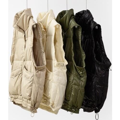 2021 Autumn And Winter Down Vest Women Fashion Warm Sleeveless Parkas Stand collar Waistcoat Female Casual Outerwear Chic Top