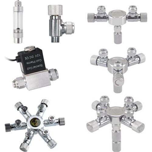 Qualtiy Multi Way Aquarium Co2 Flow Controller Distributor Regulator Brass Splitter Solenoid Needle Valve CO2 Bubble Counter