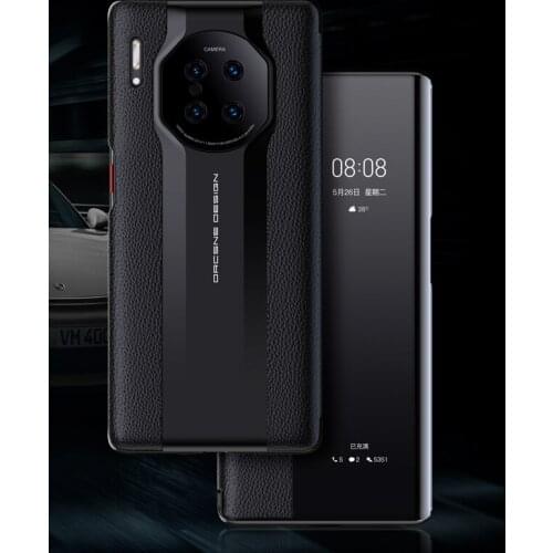 Luxury Leather Business phone Case for HUAWEI mate30 pro mate40 pro Smart Mirror Flip cases Camera Protection cover capa Coque