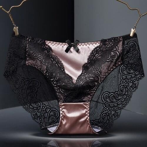 Sexy ladies panties lace transparent large size cotton crotch hollow female triangle underwear breathable quality underwear 3Pcs