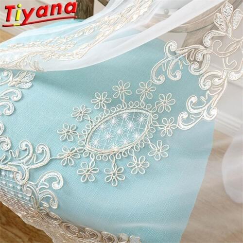 Disc Flower Three-Dimensional Golden Rope Embroidery Tulle Curtains for Living Room Luxury Nordic Geometric Yarn Villa ZH460#30