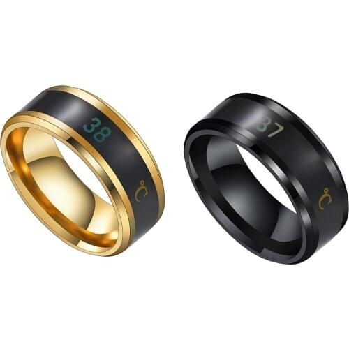 Smart Temperature Ring Titanium Steel Mood Emotion Feeling Intelligent Temperature Sensitive Rings for Women Men Jewelry gifts