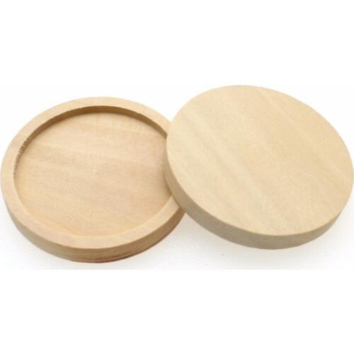 200pcs large size Round Wooden Bezel settings tray 30mm natural wood Hollow Frame blanks for pendant Cameo DIY
