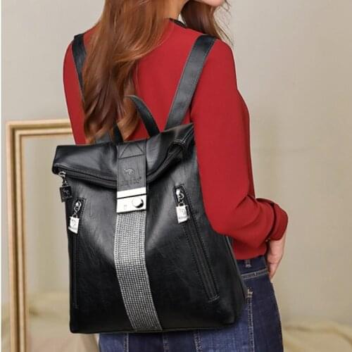 Women Leather Backpack Multifunction Women Vintage Shoulder Bag Ladies Rucksack Large Travel Bag Anti-theft School Bag for Girls