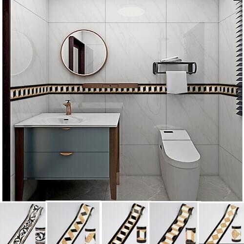 1Roll Creative Waterproof PVC Tile Wall Sticker Line Tape Bathroom Kitchen Self-adhesive Waist Corner Wallpaper Home Supplies
