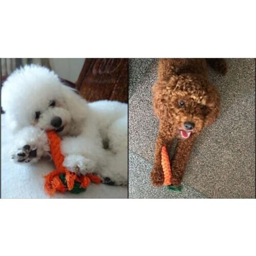 1pic Pet toys Dog cat teeth bite toys Teddy bite cotton rope weaving carrot orange 2021 new toy