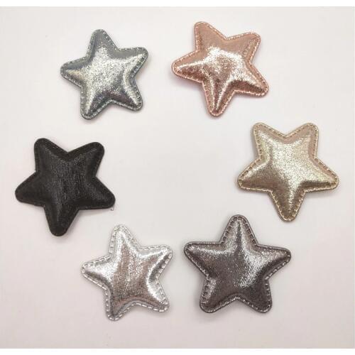 30pcs/lot 5cm Pu Star Padded Appliques for Children Headwear Hair clip Accessories and Garment Accessories