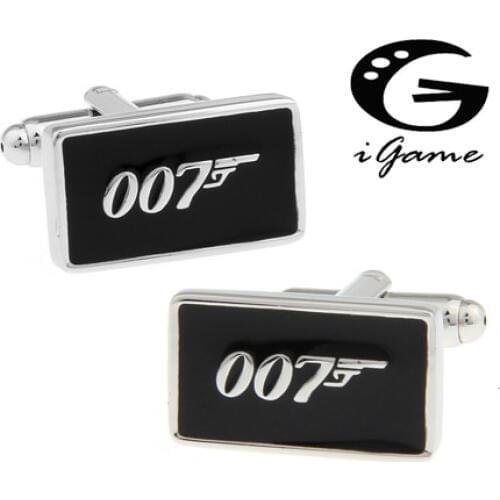 Promotion!! 007 Cufflinks black color fashion novelty james bond movie design copper material free shipping
