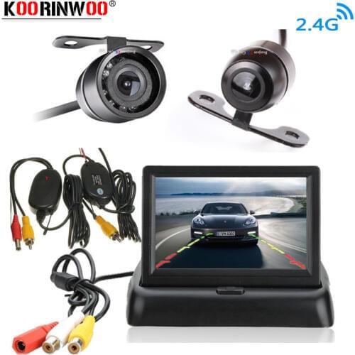 Koorinwoo Car Parking Assistance 4.3" Rear View Monitor + Car Reversing Rearview Backup Camera with 10 IR Sensors Trunk For Car